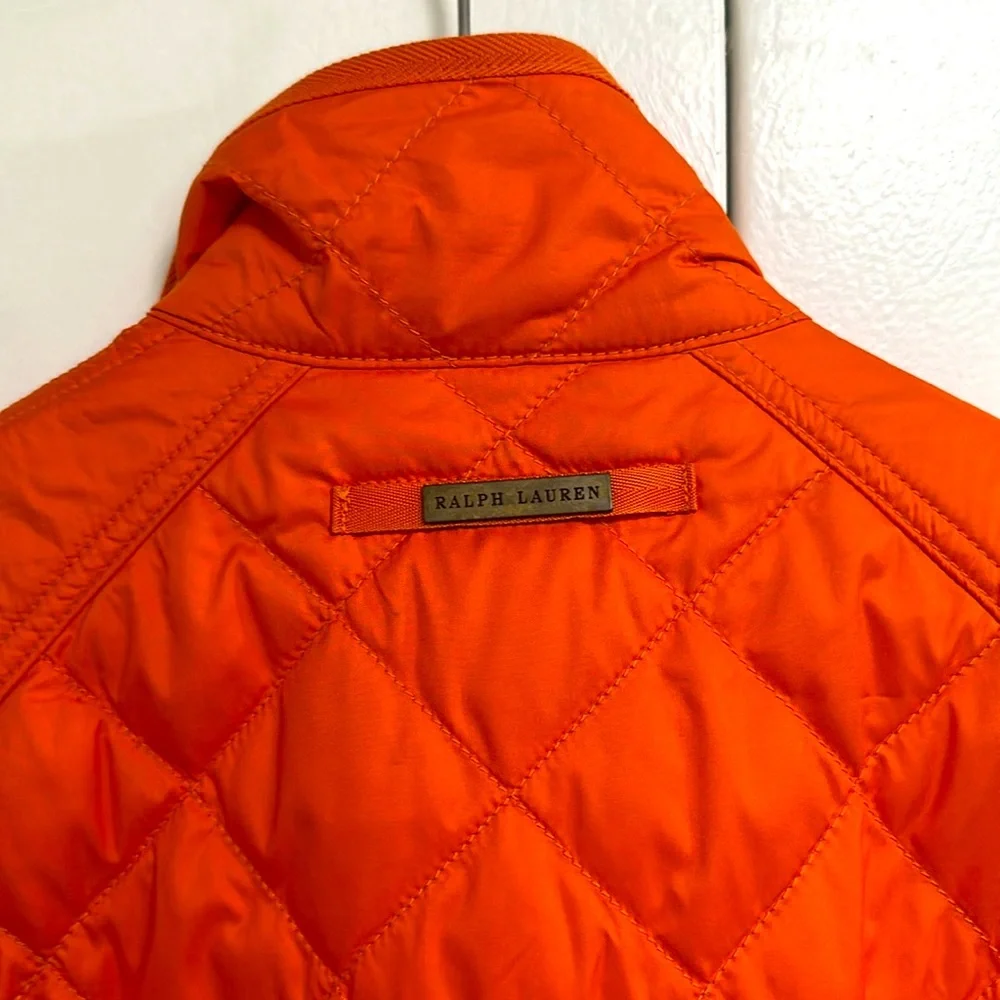 Ralph Lauren Sport Vintage Orange Puffer Vest Size Medium Feather Down F… - Picture 8 of 10